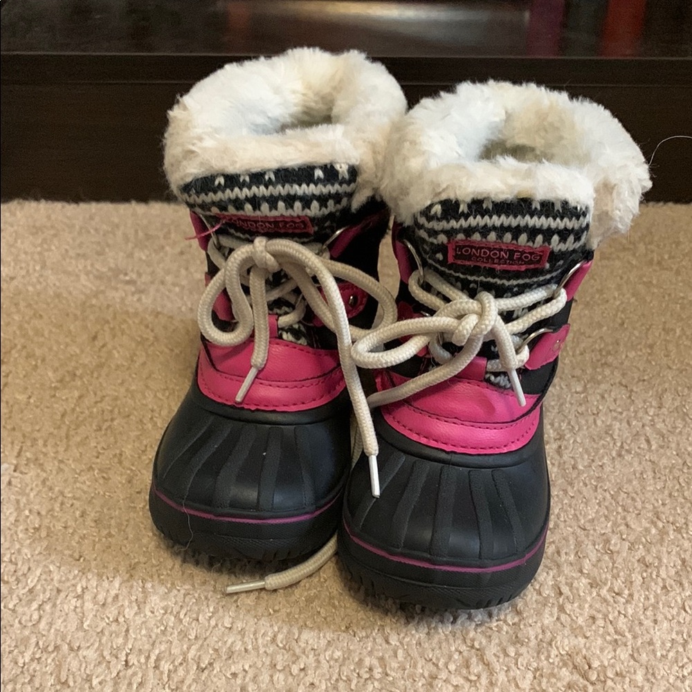London Fog Kids' Pink and Black Winter Boots